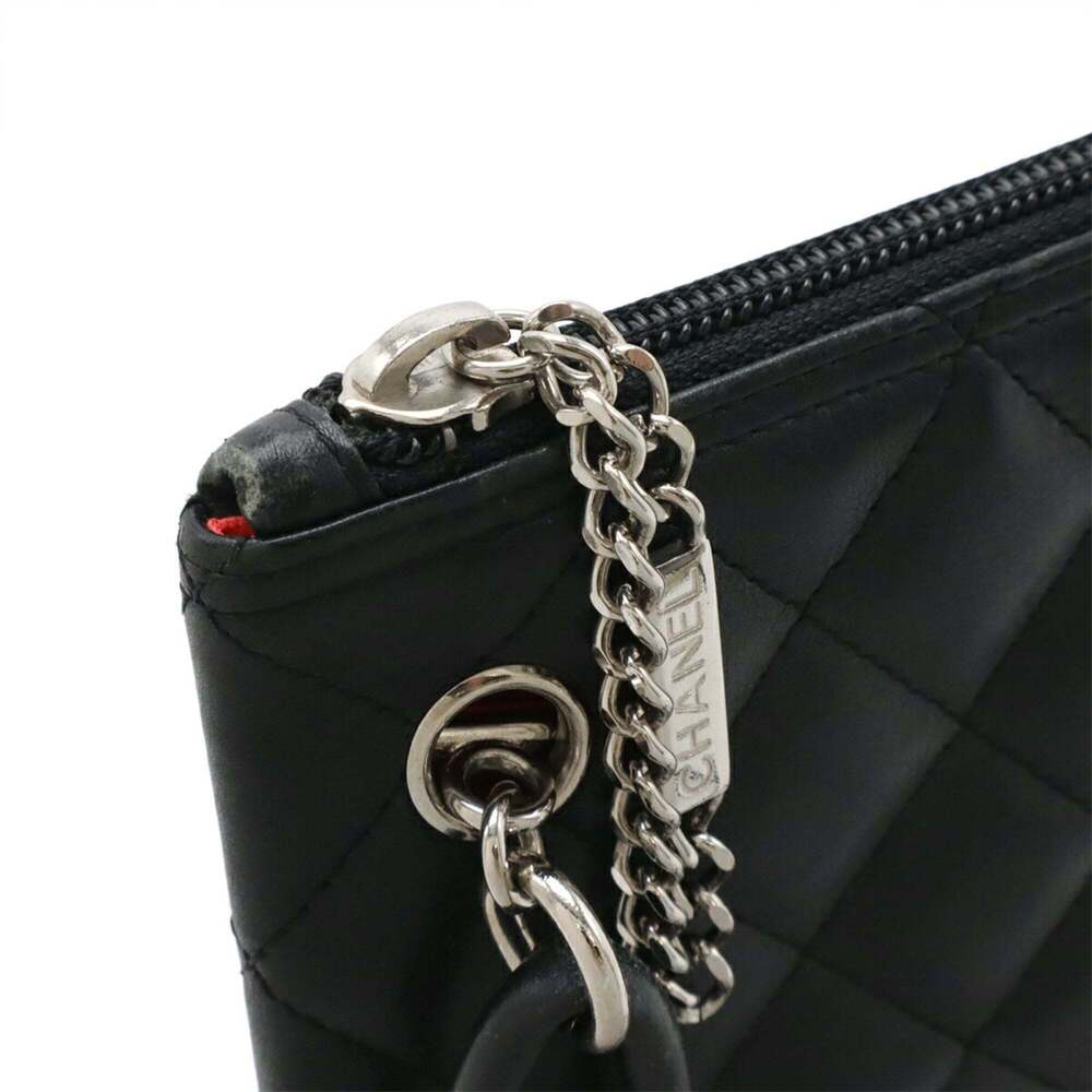 CHANEL Black Leather Logo Pochette Shoulder Bag - Picture 6 of 10